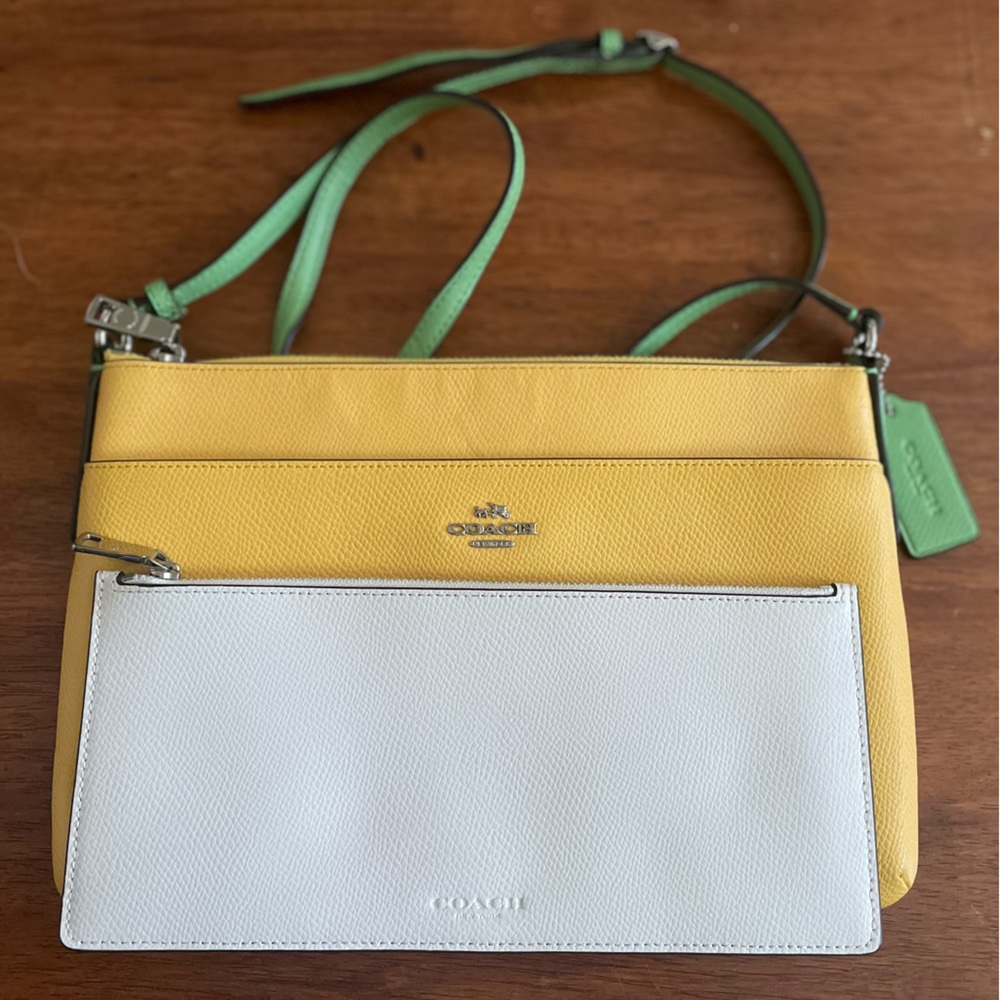 Coach Vibrant Yellow and Green Crossbody Bag - Picture 3 of 5